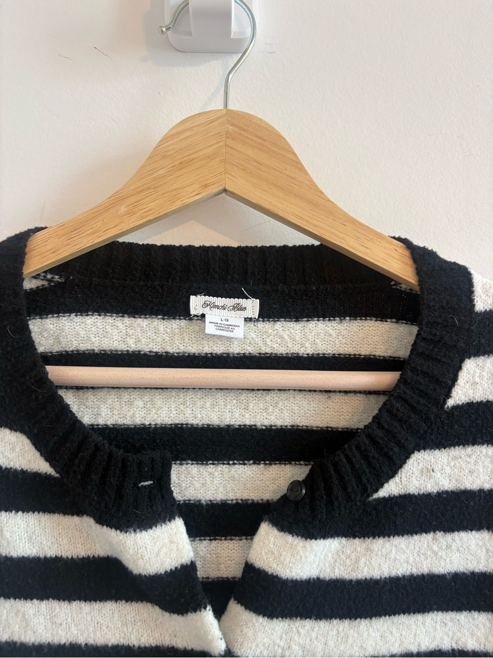 Kimchi Blue Black & White Striped Button Cardigan - Picture 2 of 3